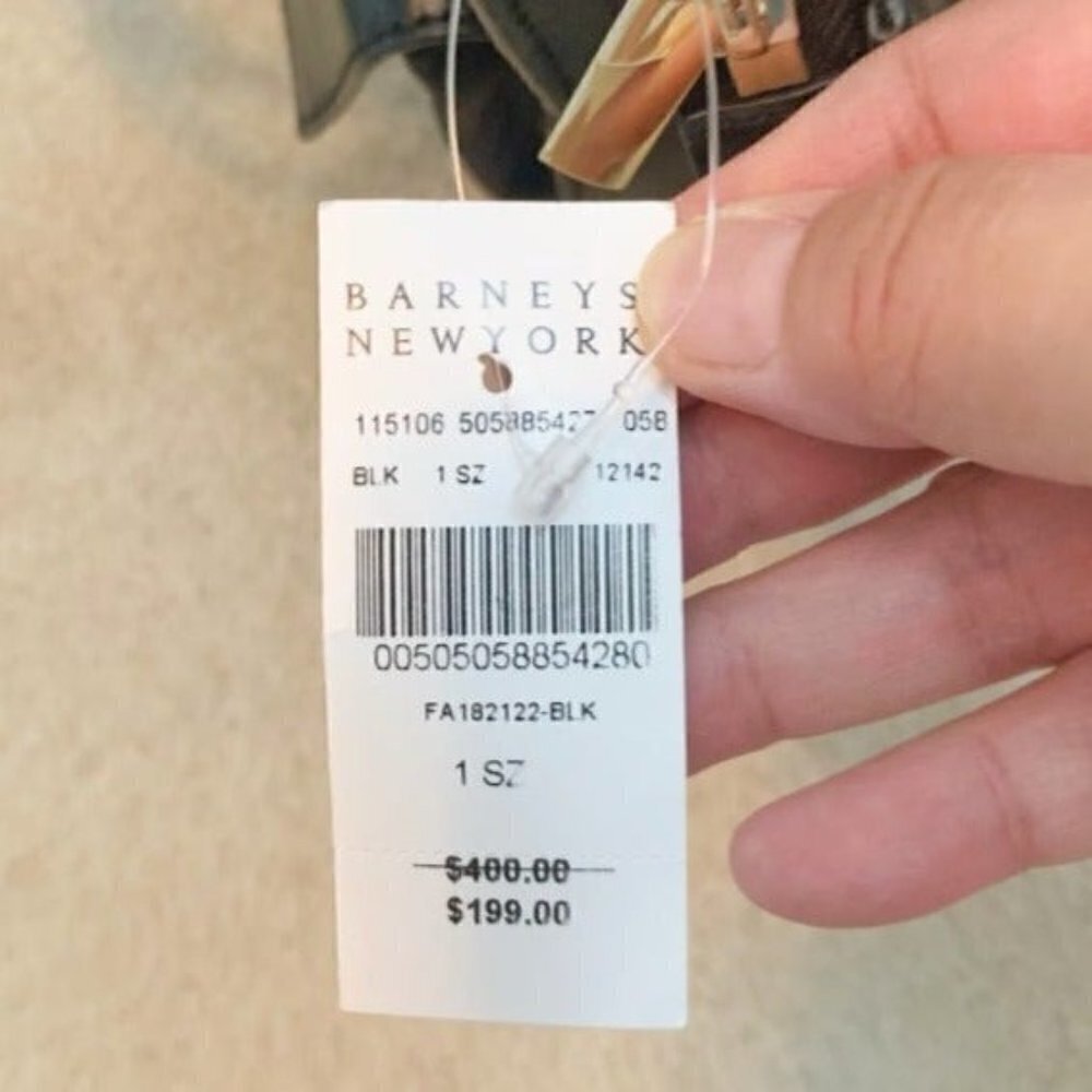 Barney's New York NWT Black Leather Pocket Tote Purse - Picture 12 of 12